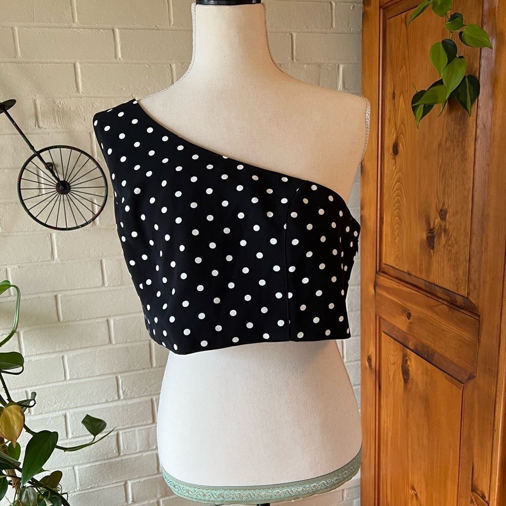 CINQ A Sept Maayan one shoulder top polka Dot size XL - Picture 6 of 11